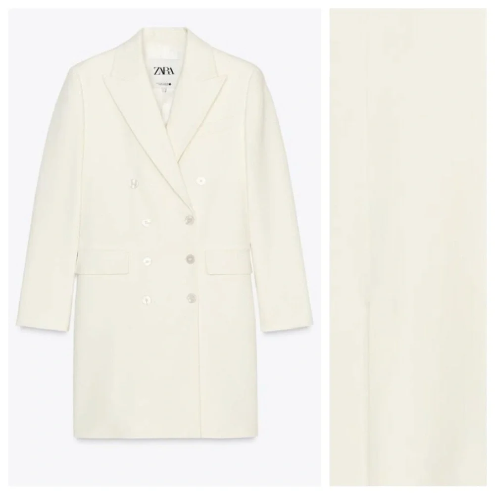 NWT. Zara ZW Collection Cream Wool Blend Frock Coat. Size XS. - Picture 5 of 12